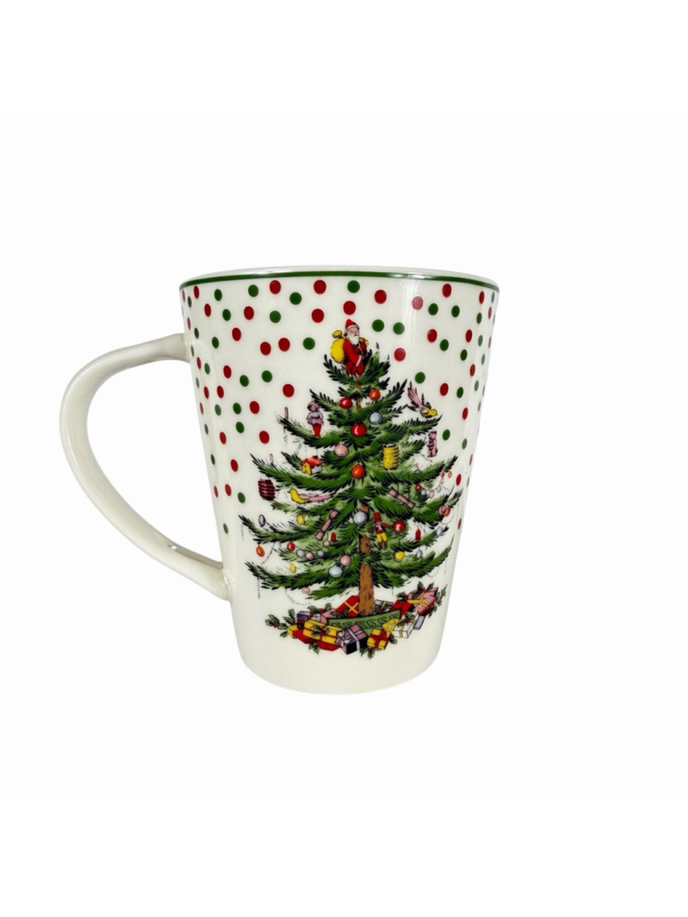 Spode Christmas Tree Polka Dot Mug No Spoon Holiday Coffee Cup